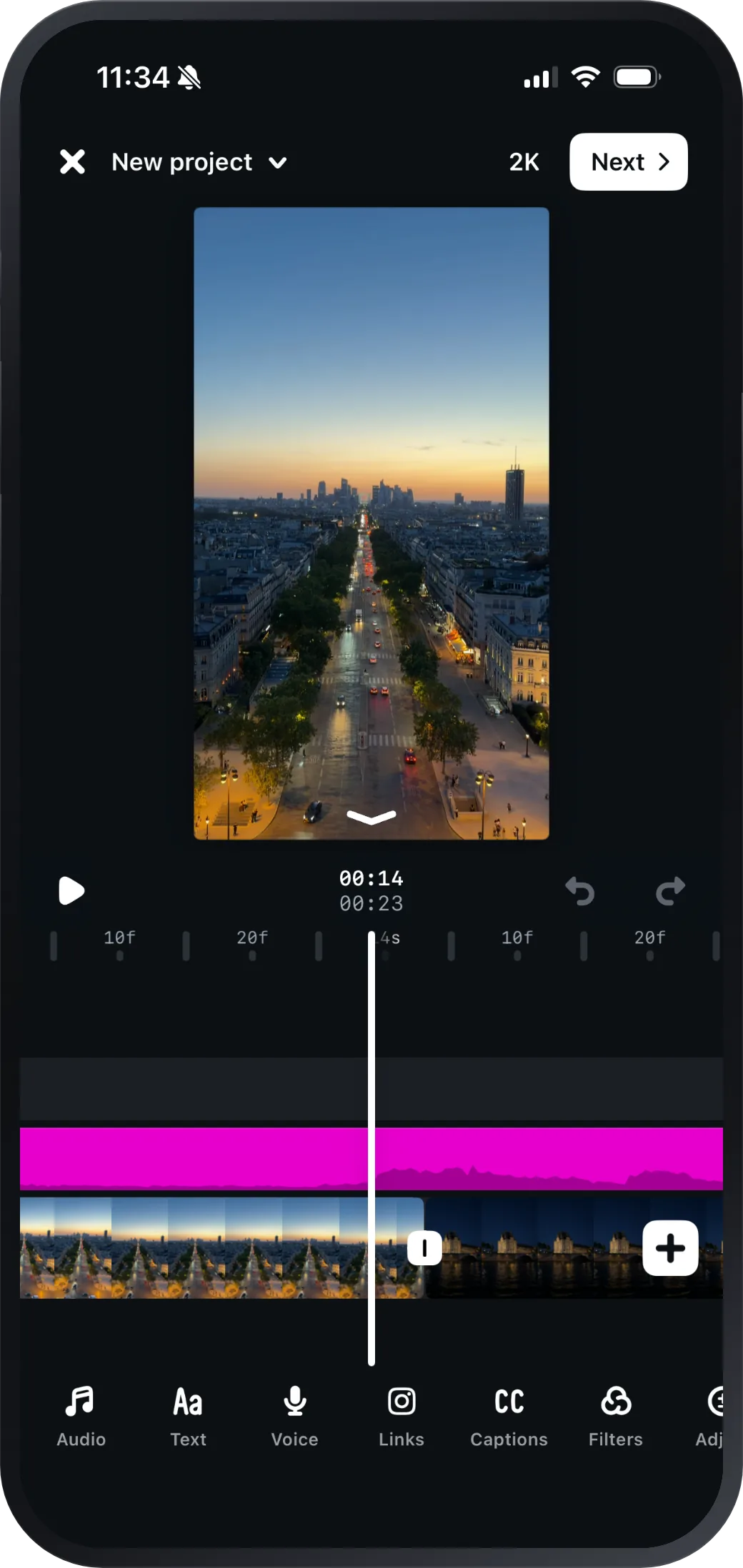 Edits on mobile, mid-cut on a Paris reel